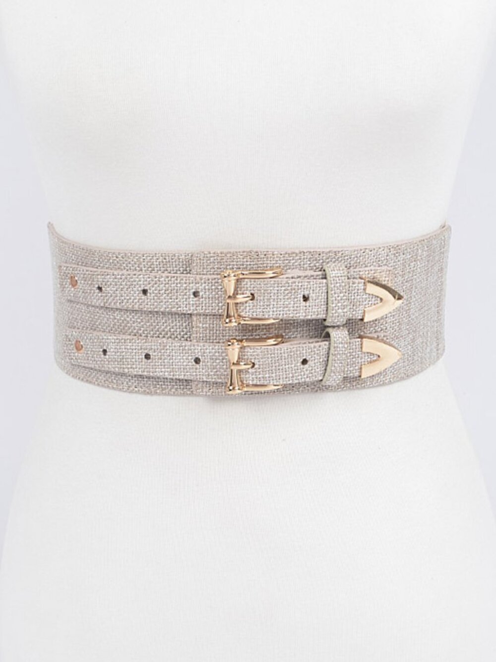 BNWT Double Buckle Linen Stretch Elastic Fashion Belt